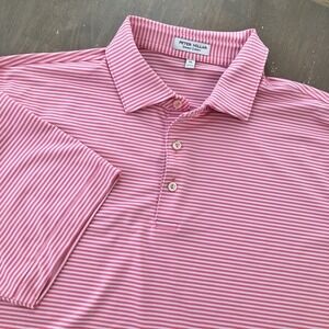 Peter Millar Summer Comfort Polo Shirt Mens XL Pink Striped Golf Performance